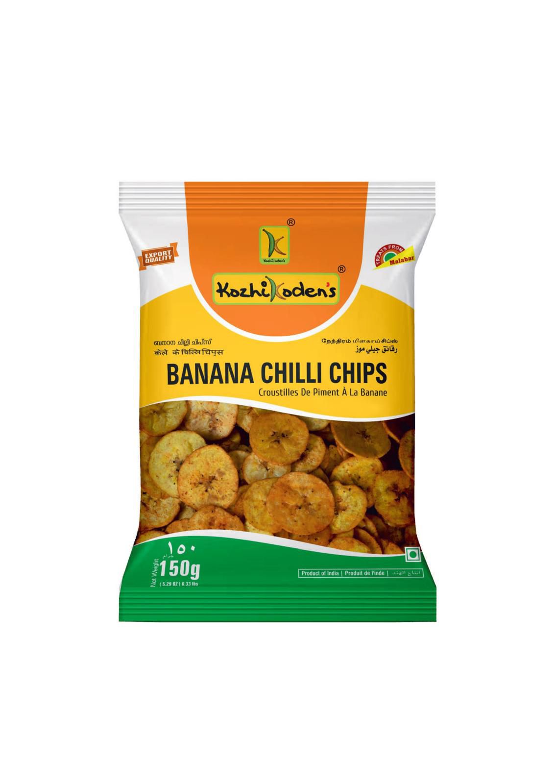KOZHIKODENS BANANA CHILLY CHIPS - 150gm